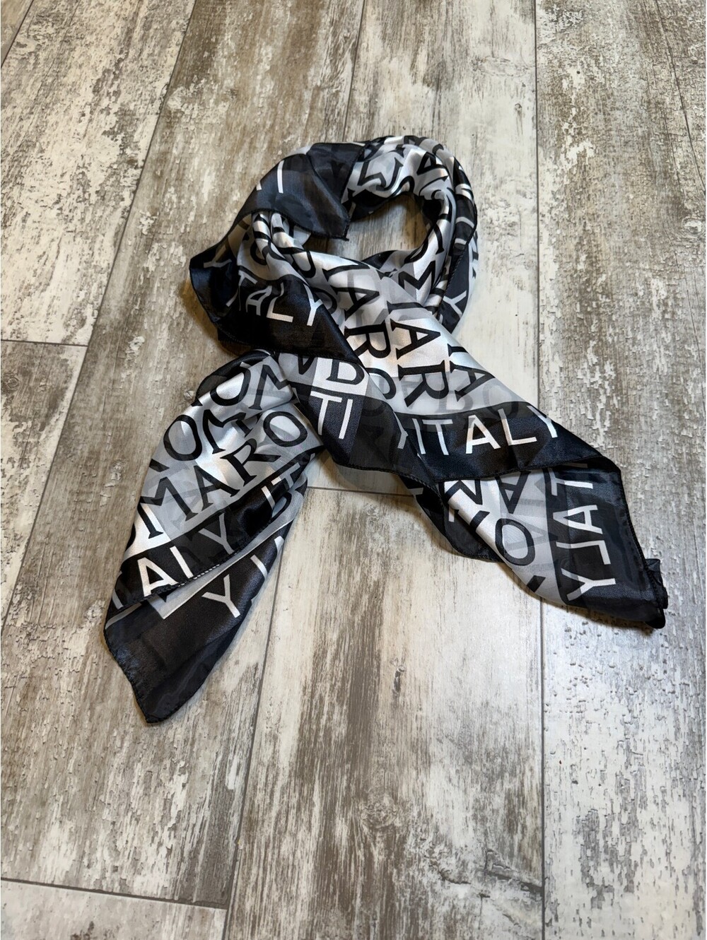 Roma Italy Black White Square Scarf Italian Souvenir Vintage Style